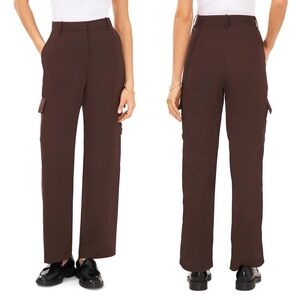 Halogen Wide-Leg Cargo Pants in Dark Brown